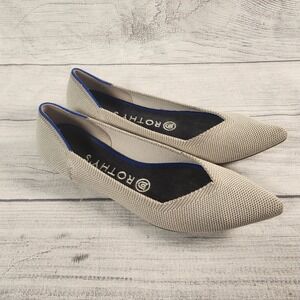 Rothys The Point Women's 7 Flats Ecru Heather Beige Pointed Toe Knit Shoes
